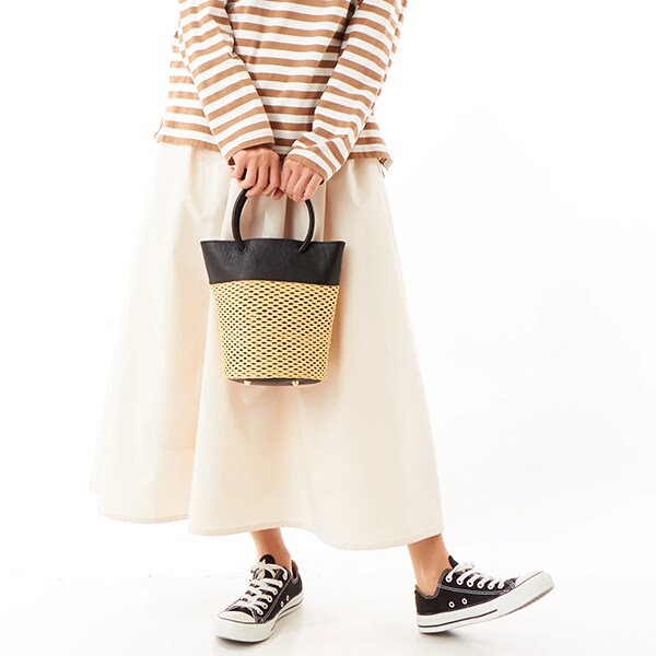 ペルケ（perche’）/ペルケ perche / エステルメッシュ・牛革丸手2wayバケツバッグ