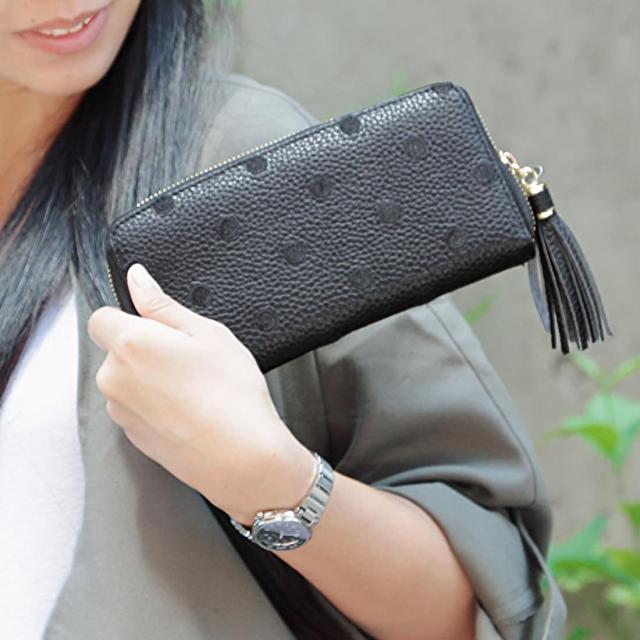 ペルケ（perche’）/【本革 レザー】 perche ペルケ / 牛革ドット刺繍ラウンド長財布