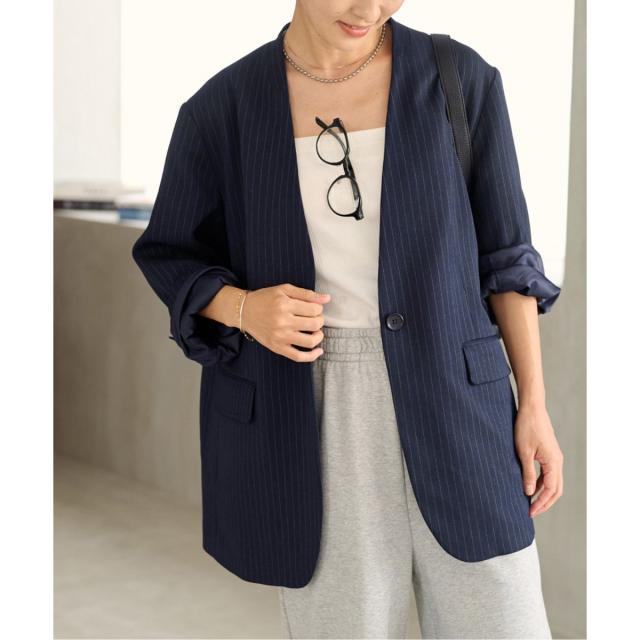 ジャーナルスタンダードレリューム　ウーリッシュツイルノーカラージャケット JOURNAL STANDARD relume ツイルノーカラージャケット