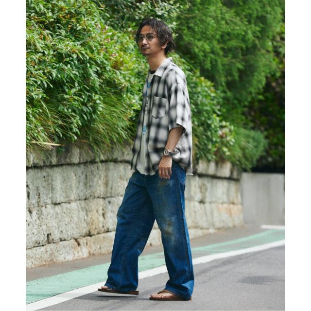 JOURNAL STANDARD relume レーヨン　半袖チェックシャツ JOURNAL STANDARD relume シャツ レーヨン フリンジ 半袖