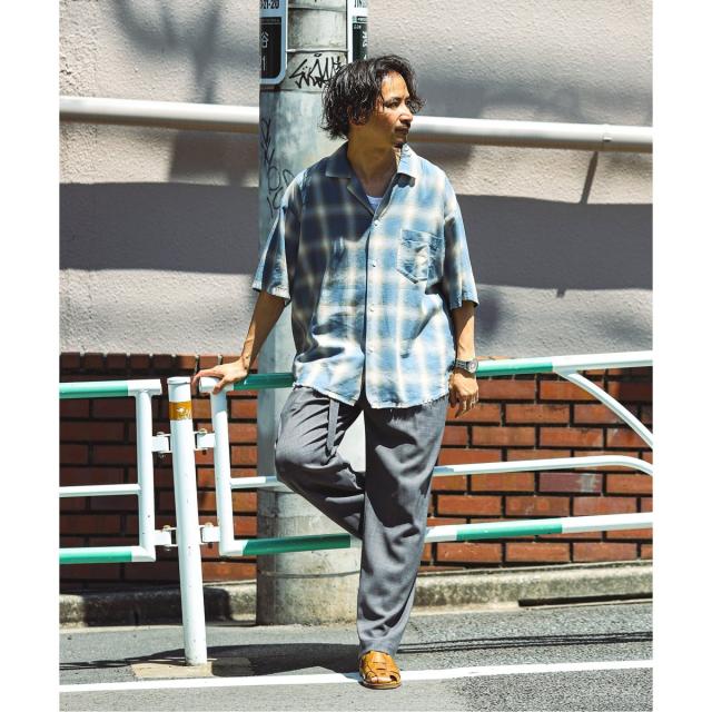 JOURNAL STANDARD relume レーヨン　半袖チェックシャツ JOURNAL STANDARD relume シャツ レーヨン フリンジ 半袖