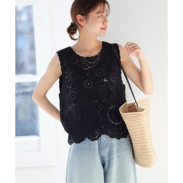 ジャーナルスタンダード レリューム（JOURNAL STANDARD relume）/《WEB限定追加2》エンブロイダリークロシェノースリーブ