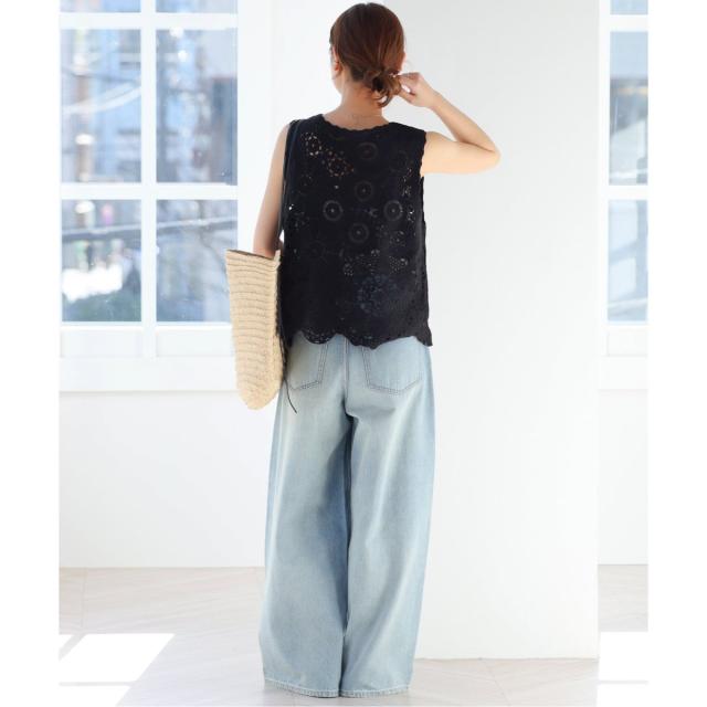 ジャーナルスタンダード レリューム（JOURNAL STANDARD relume）/《WEB限定追加2》エンブロイダリークロシェノースリーブ