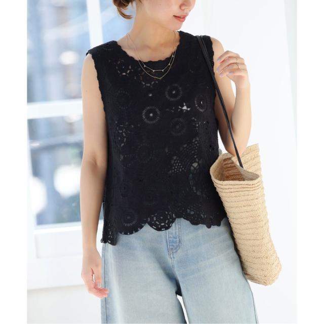 ジャーナルスタンダード レリューム（JOURNAL STANDARD relume）/《WEB限定追加2》エンブロイダリークロシェノースリーブ