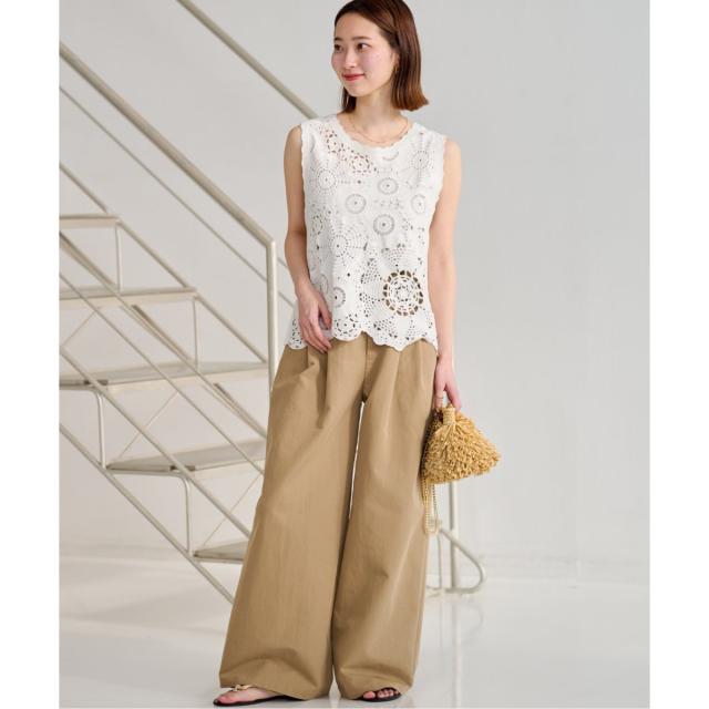 ジャーナルスタンダード レリューム（JOURNAL STANDARD relume）/《WEB限定追加2》エンブロイダリークロシェノースリーブ