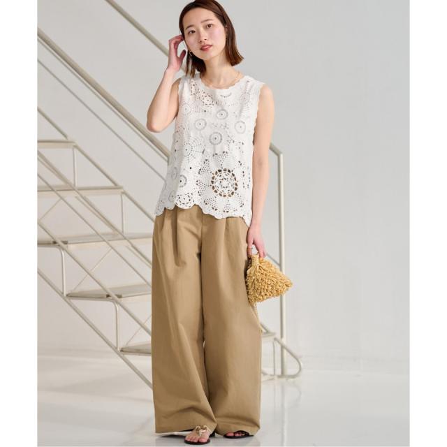 ジャーナルスタンダード レリューム（JOURNAL STANDARD relume）/《WEB限定追加2》エンブロイダリークロシェノースリーブ