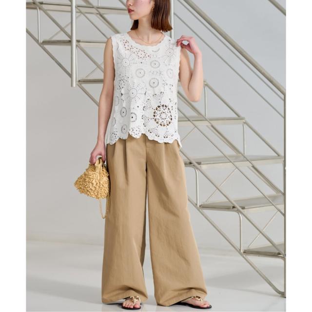 ジャーナルスタンダード レリューム（JOURNAL STANDARD relume）/《WEB限定追加2》エンブロイダリークロシェノースリーブ