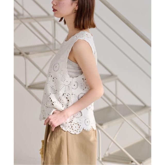 ジャーナルスタンダード レリューム（JOURNAL STANDARD relume）/《WEB限定追加2》エンブロイダリークロシェノースリーブ