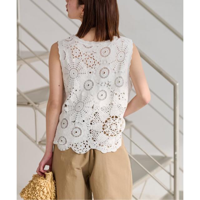 ジャーナルスタンダード レリューム（JOURNAL STANDARD relume）/《WEB限定追加2》エンブロイダリークロシェノースリーブ