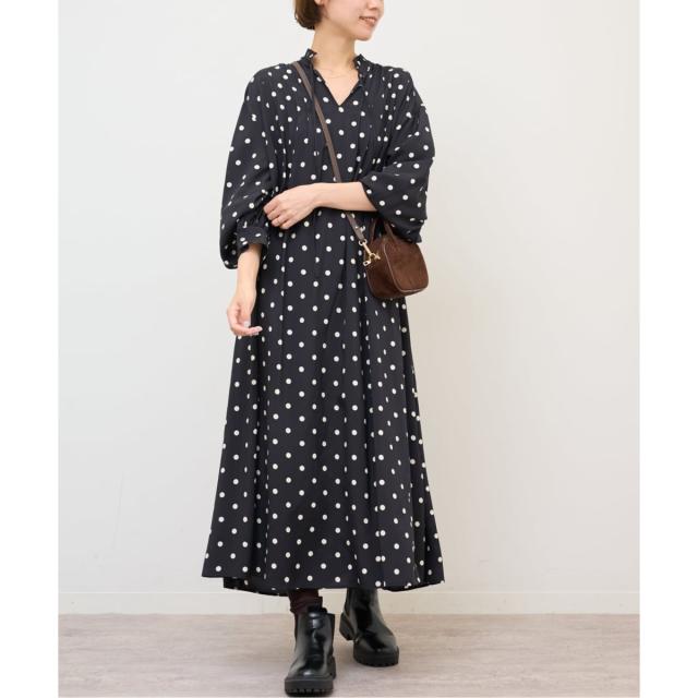 ジャーナルスタンダード レリューム（JOURNAL STANDARD relume）/《WEB限定》ドットプリントピンタックフレアワンピース