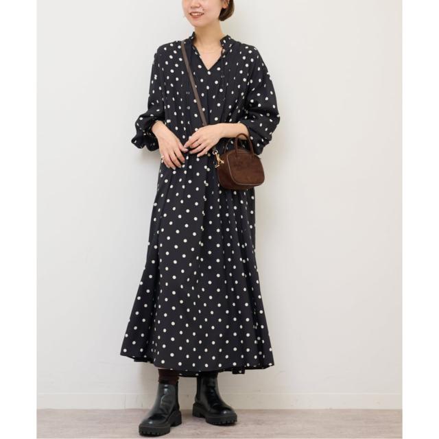 ジャーナルスタンダード レリューム（JOURNAL STANDARD relume）/《WEB限定》ドットプリントピンタックフレアワンピース