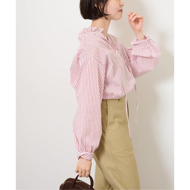 【NEW】ジャーナルスタンダード レリューム（JOURNAL STANDARD relume）/《追加3》ハイカウントストライプスタンドカラー2way