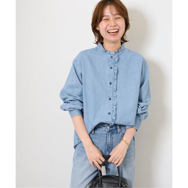 ジャーナルスタンダード レリューム（JOURNAL STANDARD relume）/《追加予約3 / 新色》スタンドネックデニムフリルブラウス