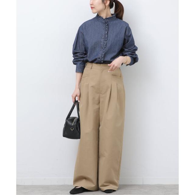 ジャーナルスタンダード レリューム（JOURNAL STANDARD relume）/《追加予約3 / 新色》スタンドネックデニムフリルブラウス