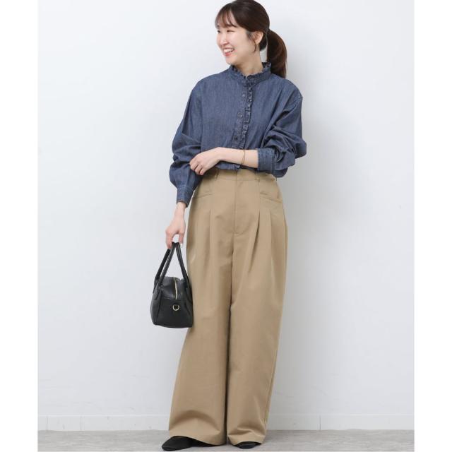 ジャーナルスタンダード レリューム（JOURNAL STANDARD relume）/《追加予約3 / 新色》スタンドネックデニムフリルブラウス