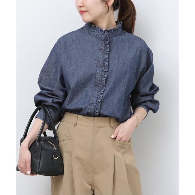 ジャーナルスタンダード レリューム（JOURNAL STANDARD relume）/《追加予約3 / 新色》スタンドネックデニムフリルブラウス