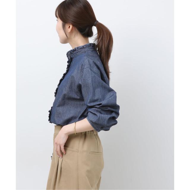 ジャーナルスタンダード レリューム（JOURNAL STANDARD relume）/《追加予約3 / 新色》スタンドネックデニムフリルブラウス