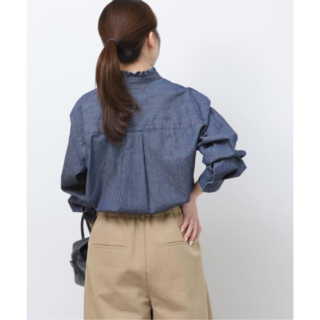 ジャーナルスタンダード レリューム（JOURNAL STANDARD relume）/《追加予約3 / 新色》スタンドネックデニムフリルブラウス