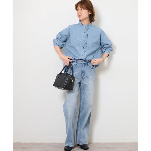 ジャーナルスタンダード レリューム（JOURNAL STANDARD relume）/《追加予約3 / 新色》スタンドネックデニムフリルブラウス