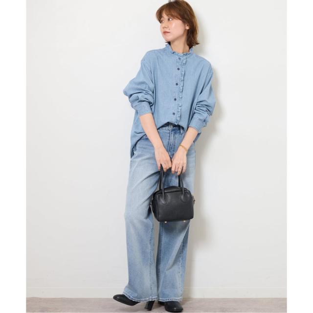 ジャーナルスタンダード レリューム（JOURNAL STANDARD relume）/《追加予約3 / 新色》スタンドネックデニムフリルブラウス