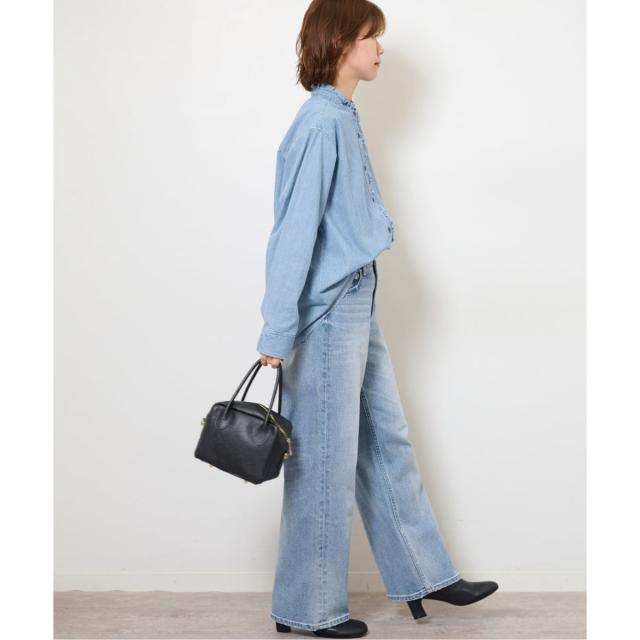 ジャーナルスタンダード レリューム（JOURNAL STANDARD relume）/《追加予約3 / 新色》スタンドネックデニムフリルブラウス