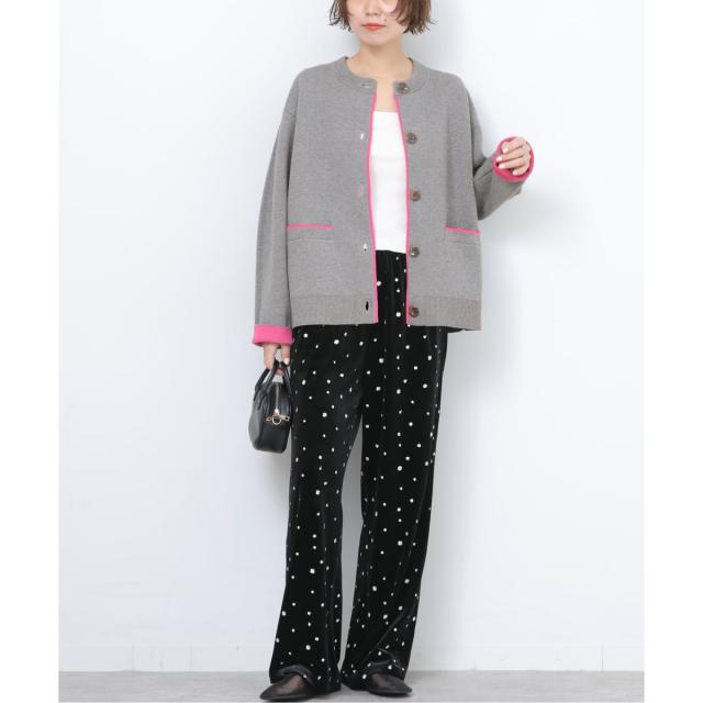 ジャーナルスタンダード レリューム（JOURNAL STANDARD relume）/《予約》ダブルニットコントラストカーディガン