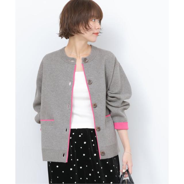 ジャーナルスタンダード レリューム（JOURNAL STANDARD relume）/《予約》ダブルニットコントラストカーディガン