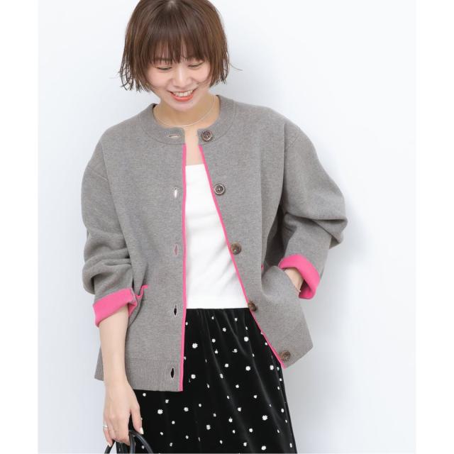 ジャーナルスタンダード レリューム（JOURNAL STANDARD relume）/《予約》ダブルニットコントラストカーディガン