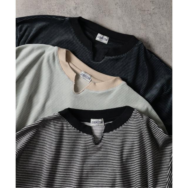 J．S．ホームステッド（J．S．Homestead）/J．S．Homestead / ベルベット ボーダー キー × ボート ネック Tシャツ_3