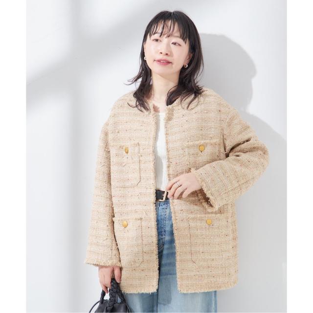 ジャーナルスタンダードL'ESSAGE ツイードJKホワイト JOURNAL STANDARD