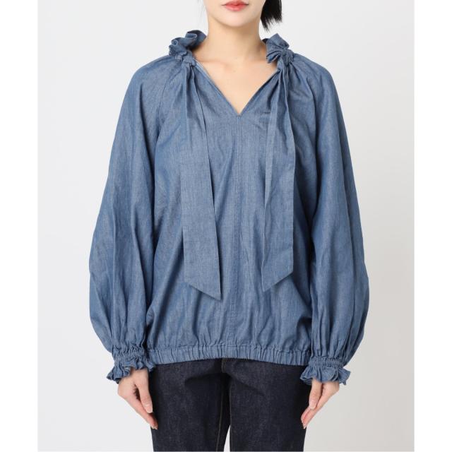 ジャーナルスタンダードレサージュ25ss大人気商品5OZデニムリボンブラウス