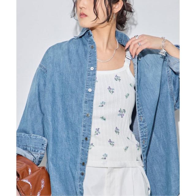 逐次刊行物標準尺度 レサージュ（journal standard L’essage）/【JANE SMITH/ジェーンスミス】COTTON EYELET RIB FLOWER UP D：