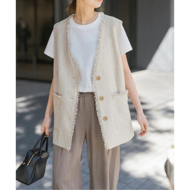 SHIPS Primary Navy Label:カーリー ジレ／シップス（SHIPS） SHIPS