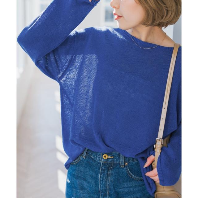 Spick & Span 手洗い可/リネンコットンルーズプルオーバー 追加》手洗い可 / リネンコットンルーズプルオーバー（ニット
