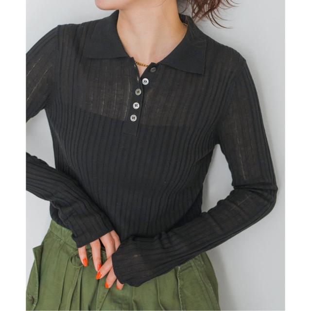 スピック＆スパン（Spick and Span）/シアーポロシャツニット