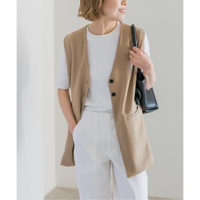 25年モデル✨Spick and Span PEカルゼVカラージレ　ブラック ≪追加≫PEカルゼVカラージレ（ジレ）｜Spick and Span
