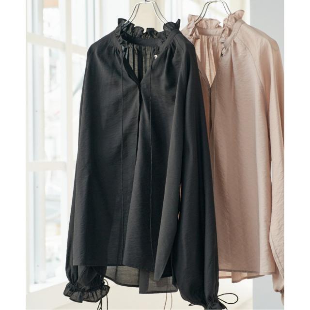 spick and span ハイブリッドスタンドフリルシャツ ブラック 良品