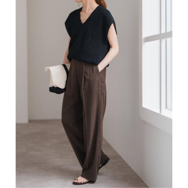 【新品・未使用】Spick&Span ハイブリッドラミー1タックパンツ　38 ハイブリッドラミー1タックパンツ（その他パンツ）｜Spick and