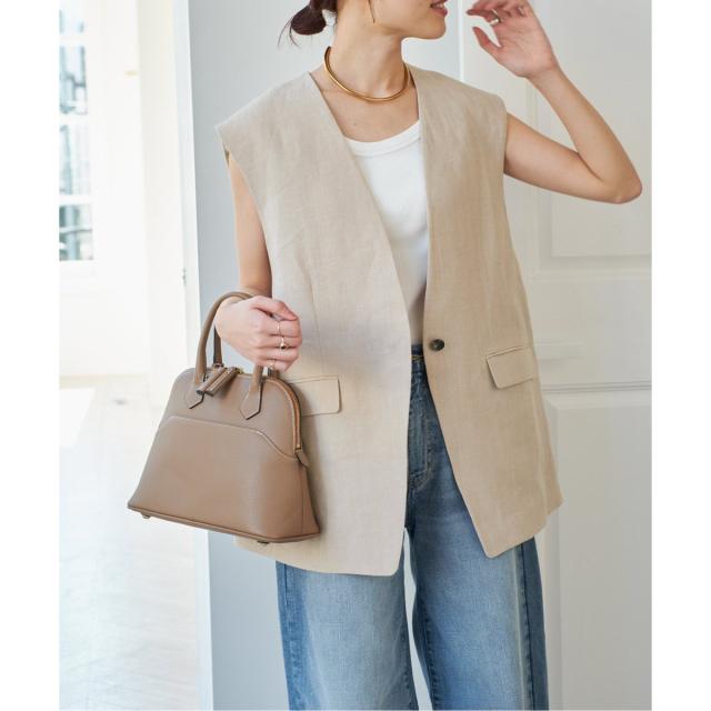 25SS　今期モデル　スピックアンドスパン　リネンキャンバスVカラージレ Spick＆Span ベスト ジレ リネンキャンバスVカラージレ