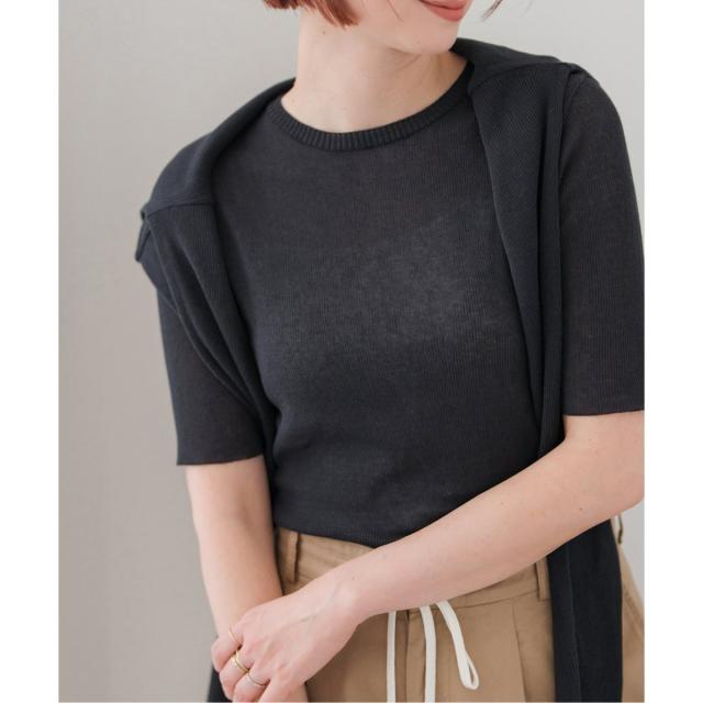 Spick and Span 18Gシアーリブハーフスリーブニット スピック＆スパン（Spick and Span）/18Gシアーリブハーフスリーブニット