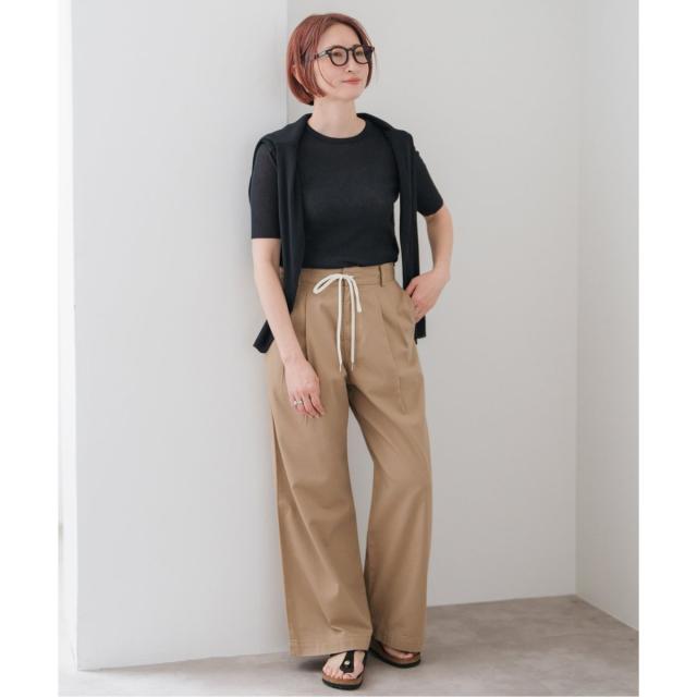 Spick and Span 18Gシアーリブハーフスリーブニット 18Gシアーリブハーフスリーブニット | スピック＆スパン(Spick