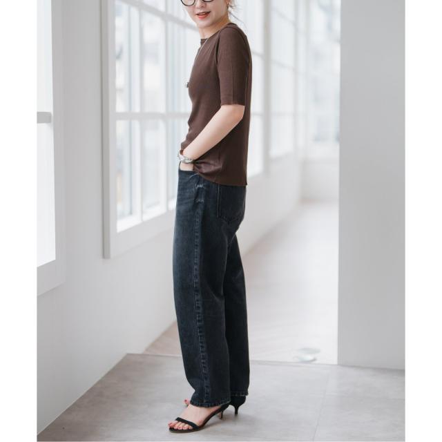 Spick and Span 18Gシアーリブハーフスリーブニット スピック＆スパン（Spick and Span）/18Gシアーリブハーフスリーブニット