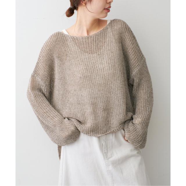 Spick and span リネンミックス片畦ルーズプルオーバー 手洗い可 / リネンミックス片畦ルーズプルオーバー（ニット