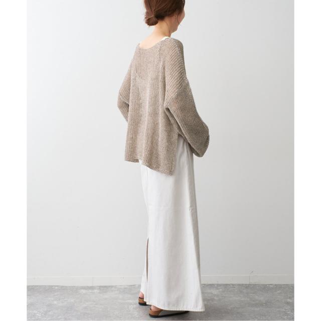 Spick&Span◆25SS/リネンミックス片畦ルーズプルオーバー/ニット・セーター(薄手)/FREE/ポリエステル セール】手洗い可 / リネンミックス片畦ルーズプルオーバー
