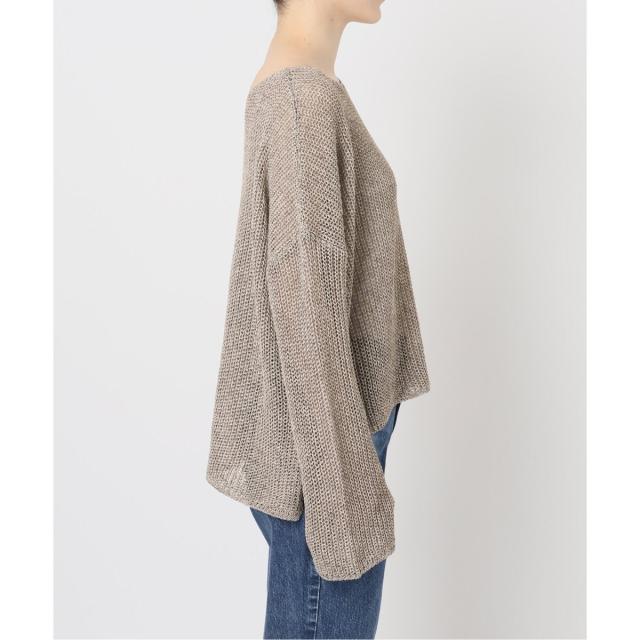 Spick&Span◆25SS/リネンミックス片畦ルーズプルオーバー/ニット・セーター(薄手)/FREE/ポリエステル セール】手洗い可 / リネンミックス片畦ルーズプルオーバー