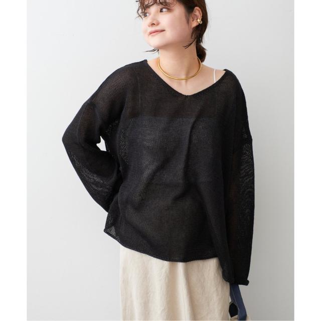☆今期新品完売☆スピックアンドスパン　リネンミックス2WAYプルオーバー スピック＆スパン（Spick and Span）/手洗い可 / リネンミックス