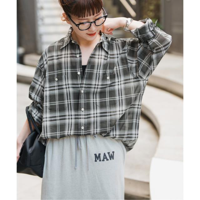 25SS　Spick and Span　コットンボイルチェックシャツ　黒　完売色 Spick＆Span ブラウス シャツ 「追加」コットンボイルチェック