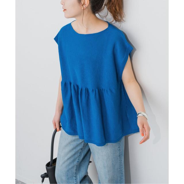 spic&span ギマコットンフレンチスリーブプルオーバー　ブルーA スピック＆スパン（Spick and Span）/《追加》手洗い可 / ギマ