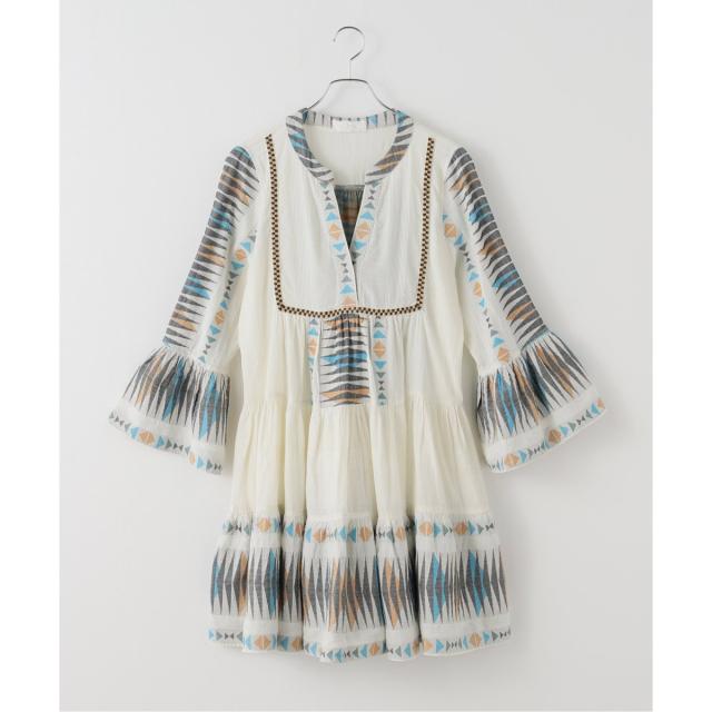 中古】ファーコート ミドル ハーフ ミンク 毛皮 総裏地 花柄 刺繍 9号