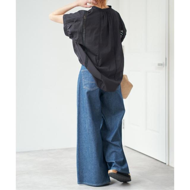 Spick and Span ケミカルレースフレンチブラウス WEB限定追加3》PEレースフレンチスリーブシャツ（シャツ